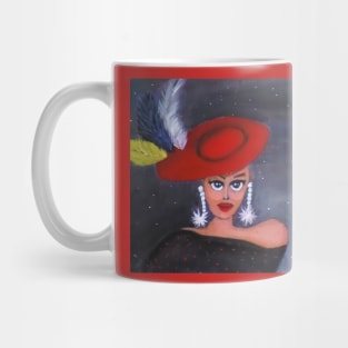 Girl in Red Feathered Hat Mug